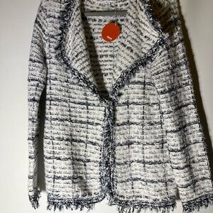 DAVI & DANI White and Black Textured Blazer